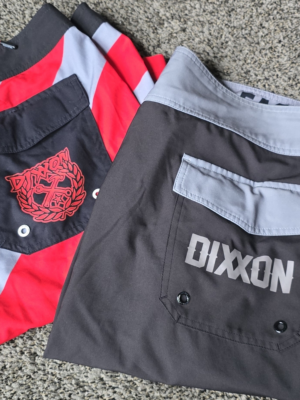 2 Pair Like NEW Dixxon Black/Red & Black Men's Board Shorts